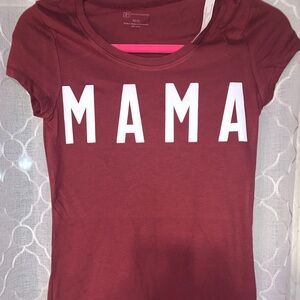 No Boundaries Maroon 'MAMA' Tee Upcycled